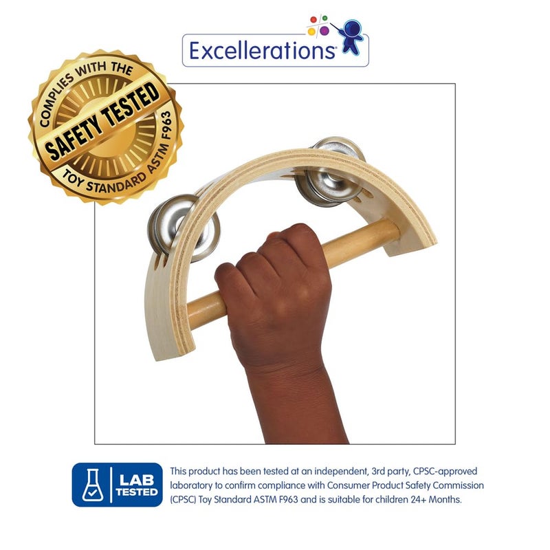 Excellerations Toddler Easy-Hold Wooden Tambourine - Image 2